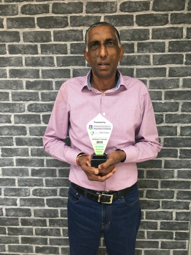 Vis Govender Awarded for 46 Years of Insurance Service